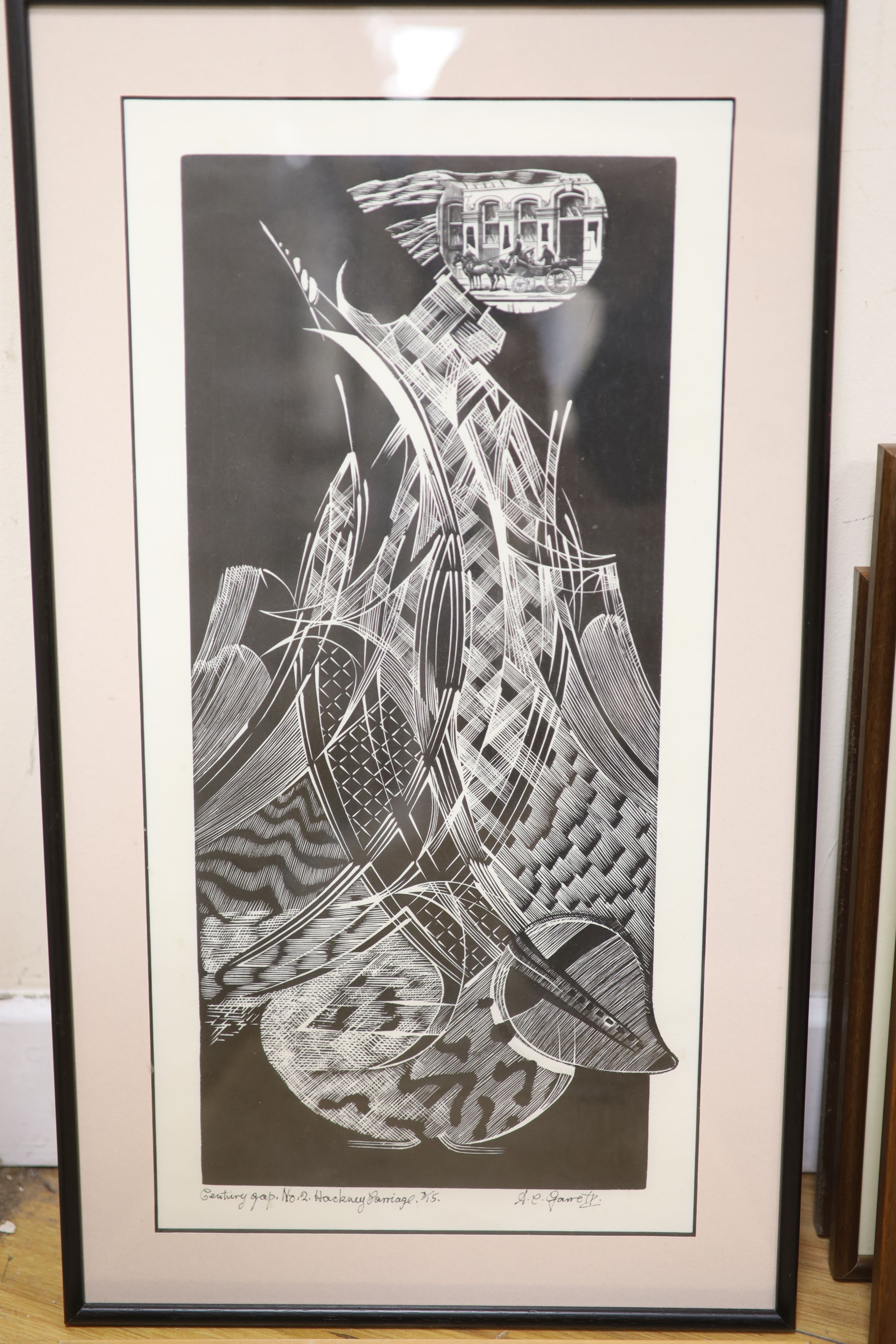 Seven assorted near contemporary wood engravings by George Tute, Monica Poole, Peter Reddick, Peter S. Smith, Claire Bulby and AC Garrett, largest 50 x 25cm